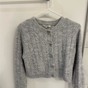 Francesca's Collections Light Gray Cable Knit Cardigan
